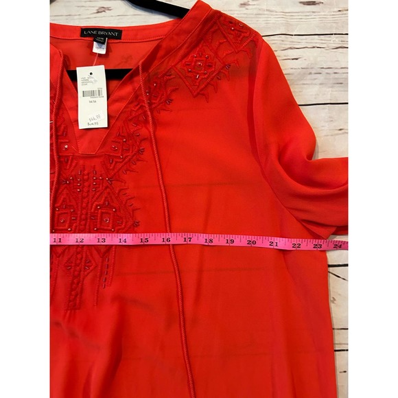 Lane Bryant Orange Boho Blouse Size 14/16 Embellishment - Picture 8 of 9